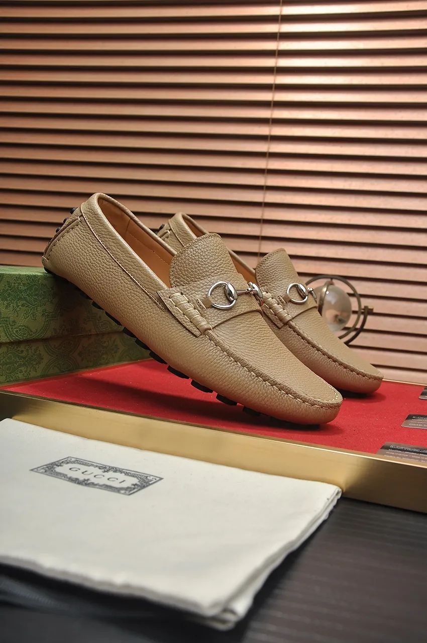 Men's Men's Shoes💰420💶【GUCCI】 (High-end Niuli) New 🍀Gucci*——Gucci Doudou Shoes! Made of imported original cowhide, the inner top layer is comfortable cowhide lining! Original wear-resistant rubber outsole! High quality products! Code number 38-44!